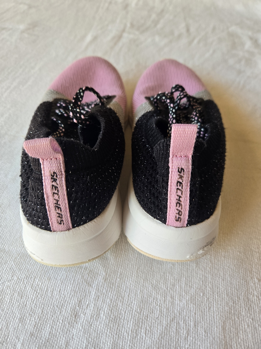 Skechers Kids Black & Pink Knit Slip-On Sneakers